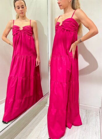 Shop Online Vestito lungo in cotone fucsia Souvenir