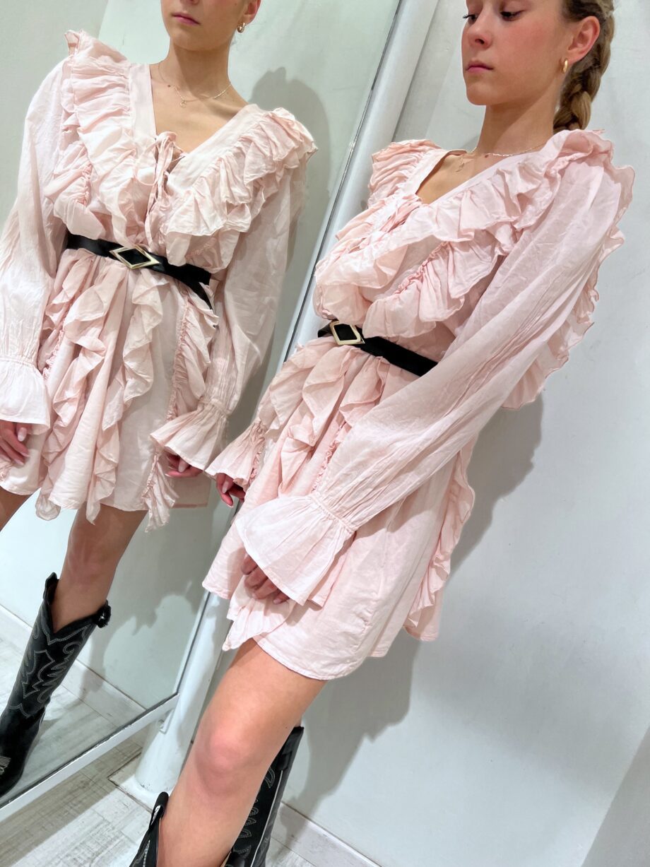 Shop Online Vestito corto rosa con rouches Have One