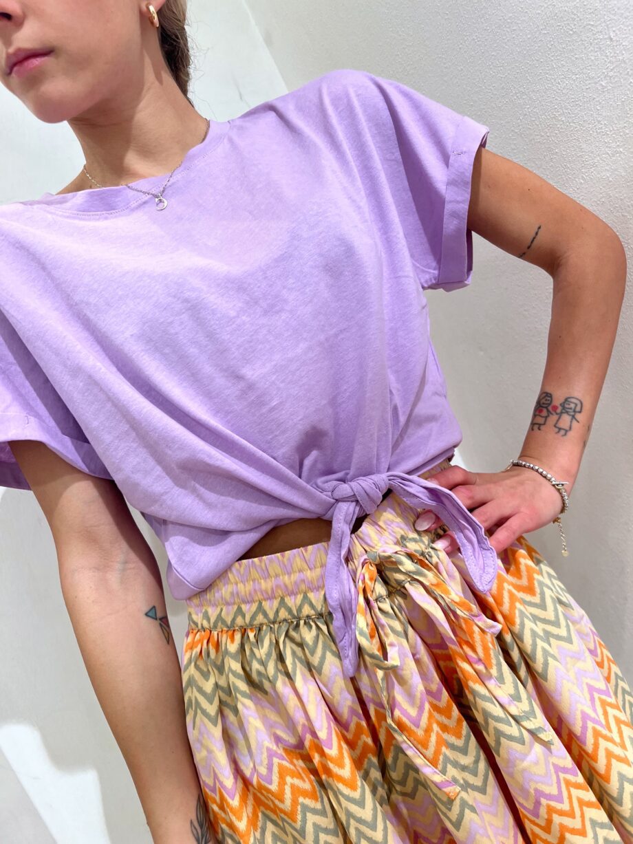 Shop Online T-shirt corta lilla con nodo Vero Moda