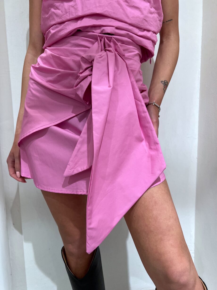 Shop Online Minigonna in cotone rosa con nodo Have One