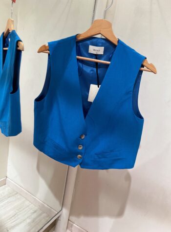 Shop Online Gilet bluette in lino Vicolo