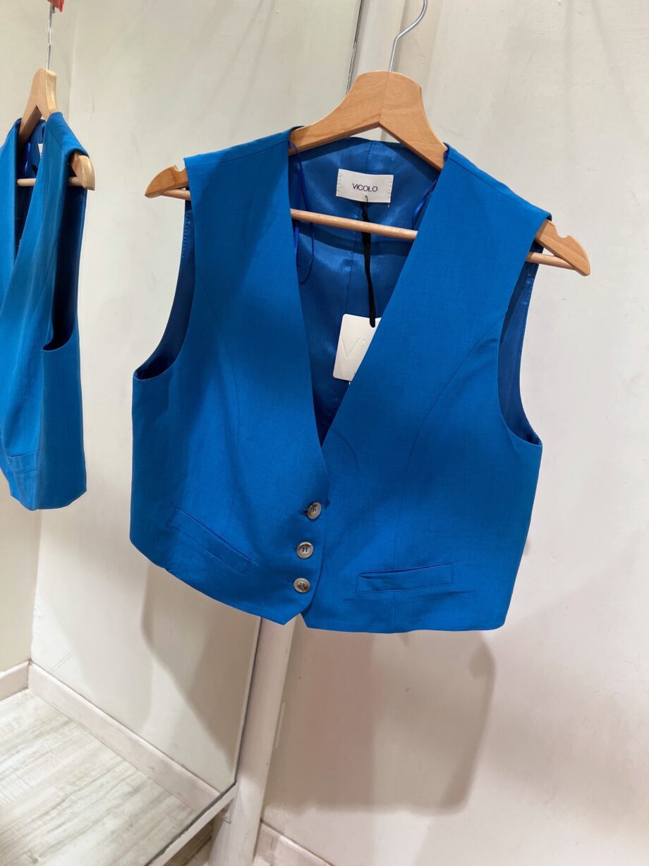 Shop Online Gilet bluette in lino Vicolo