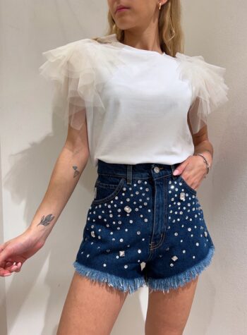 Shop Online Short in jeans scuro con strass Have One