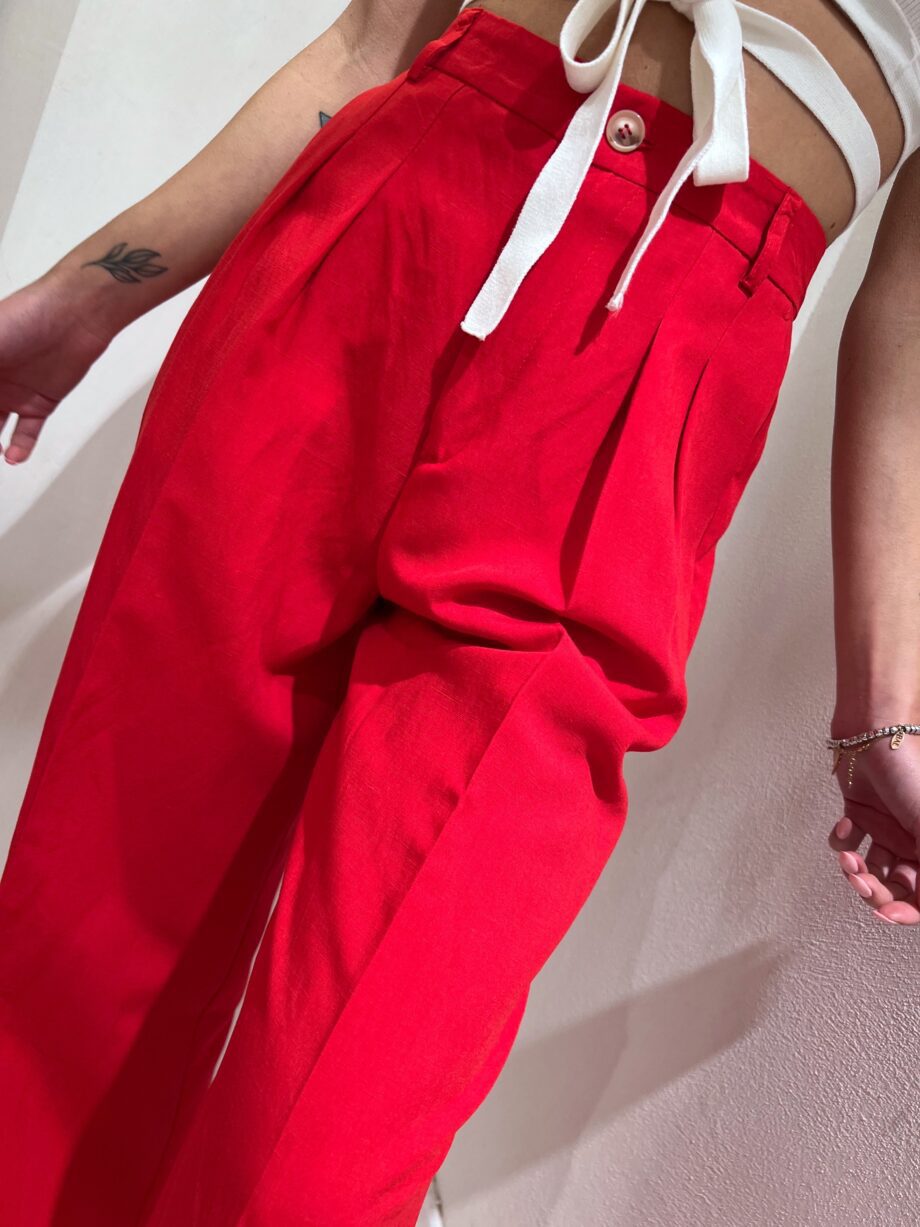 Shop Online Pantalone palazzo rosso in lino Vicolo