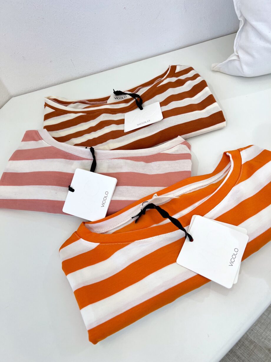 Shop Online T-shirt a righe arancio in viscosa Vicolo