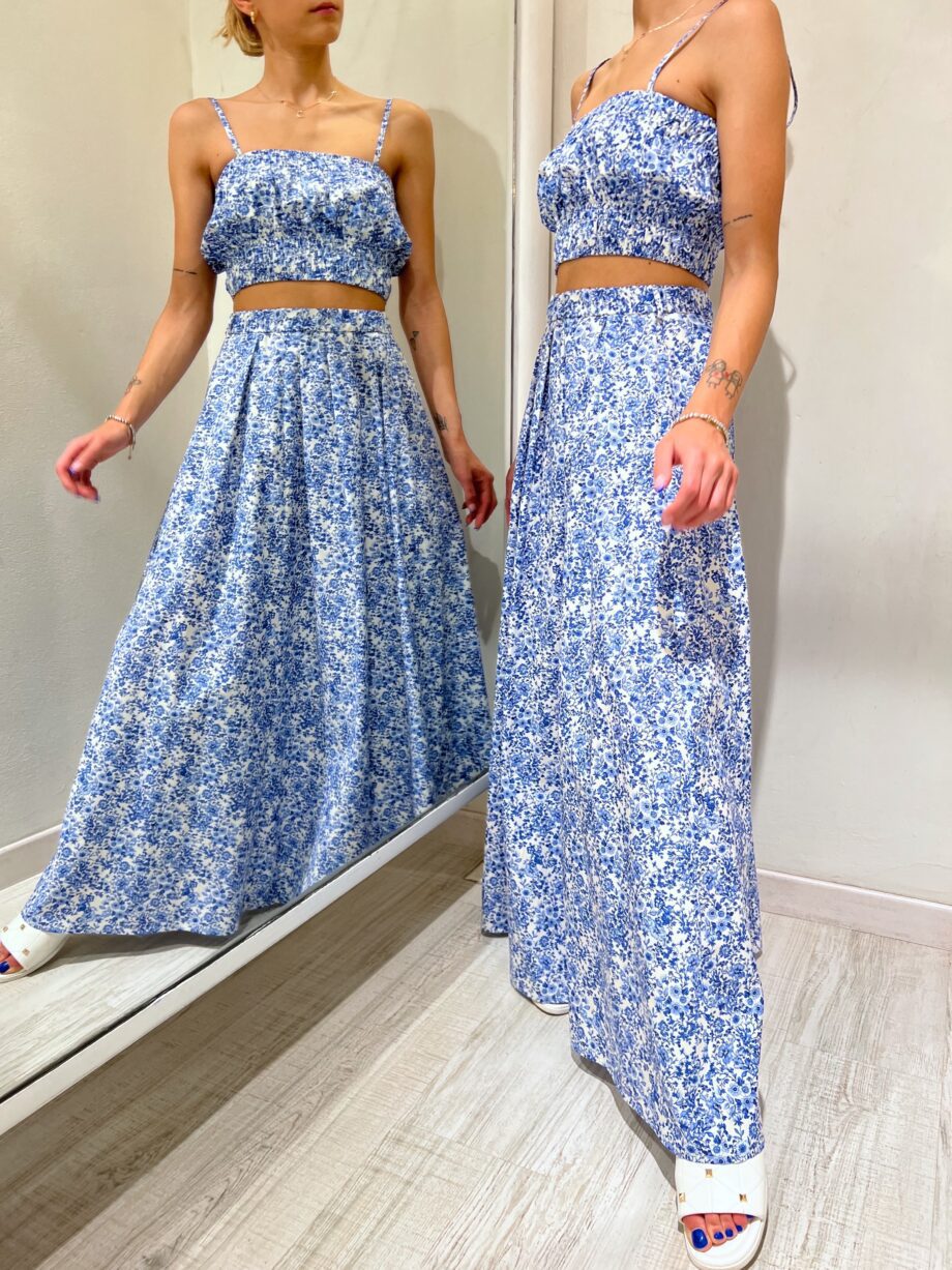 Shop Online Gonna lunga a fiori azzurra Vicolo