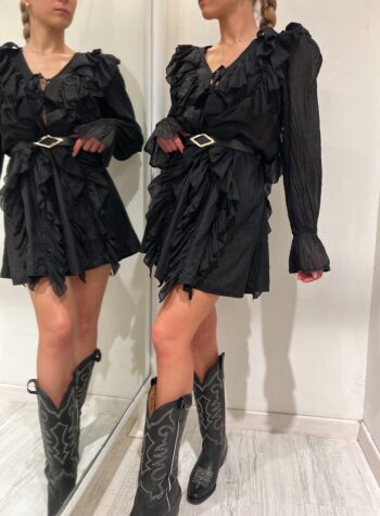 Shop Online Vestito corto nero con rouches Have One