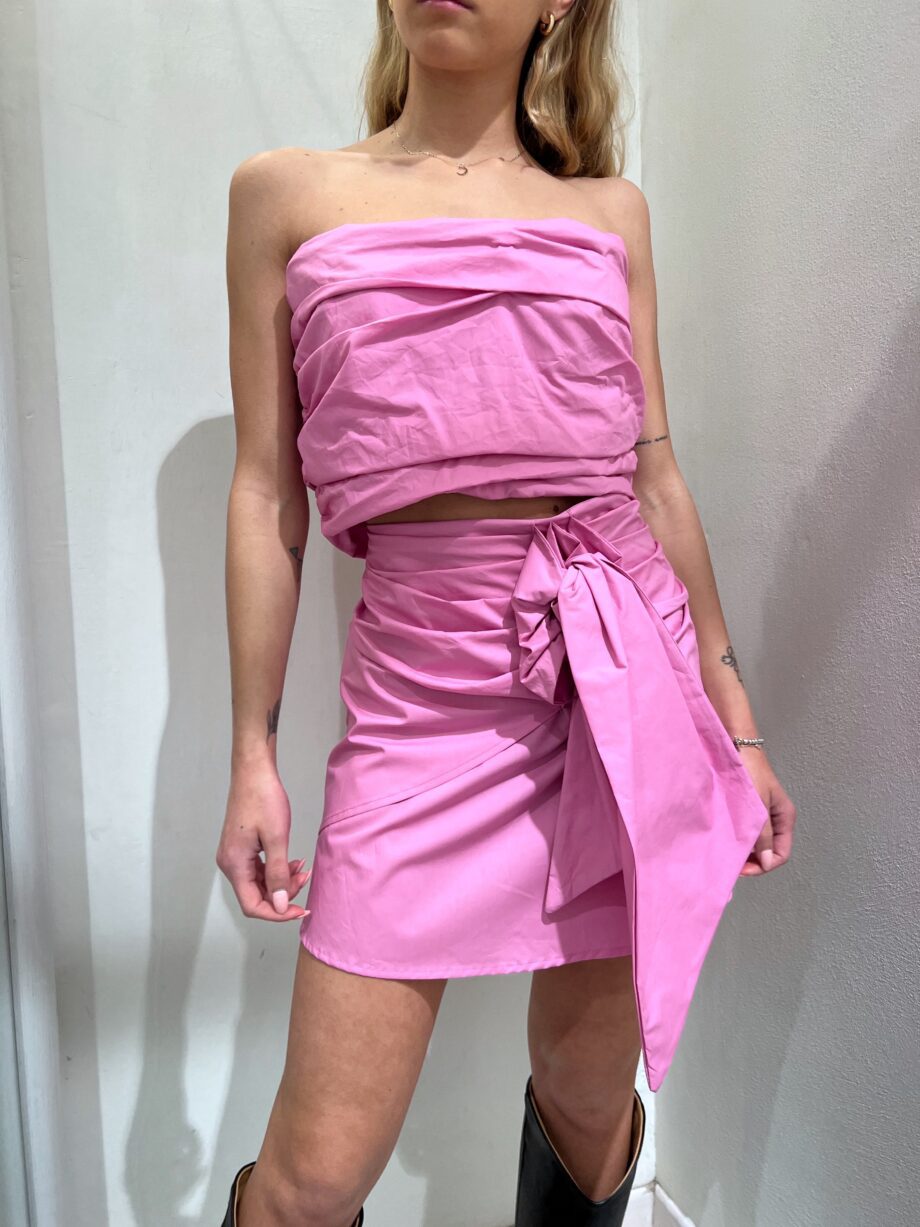 Shop Online Minigonna in cotone rosa con nodo Have One