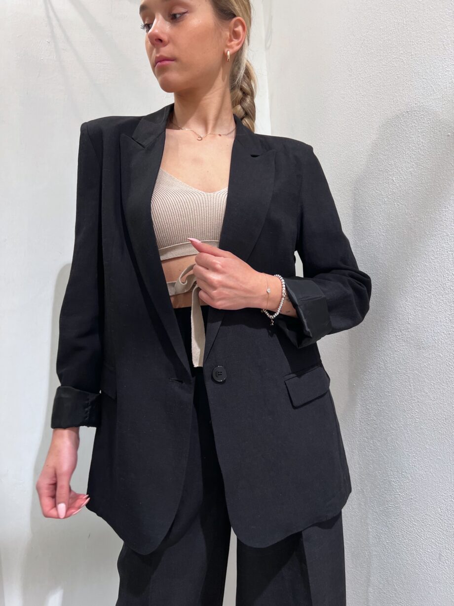 Shop Online Blazer nero in lino Vicolo