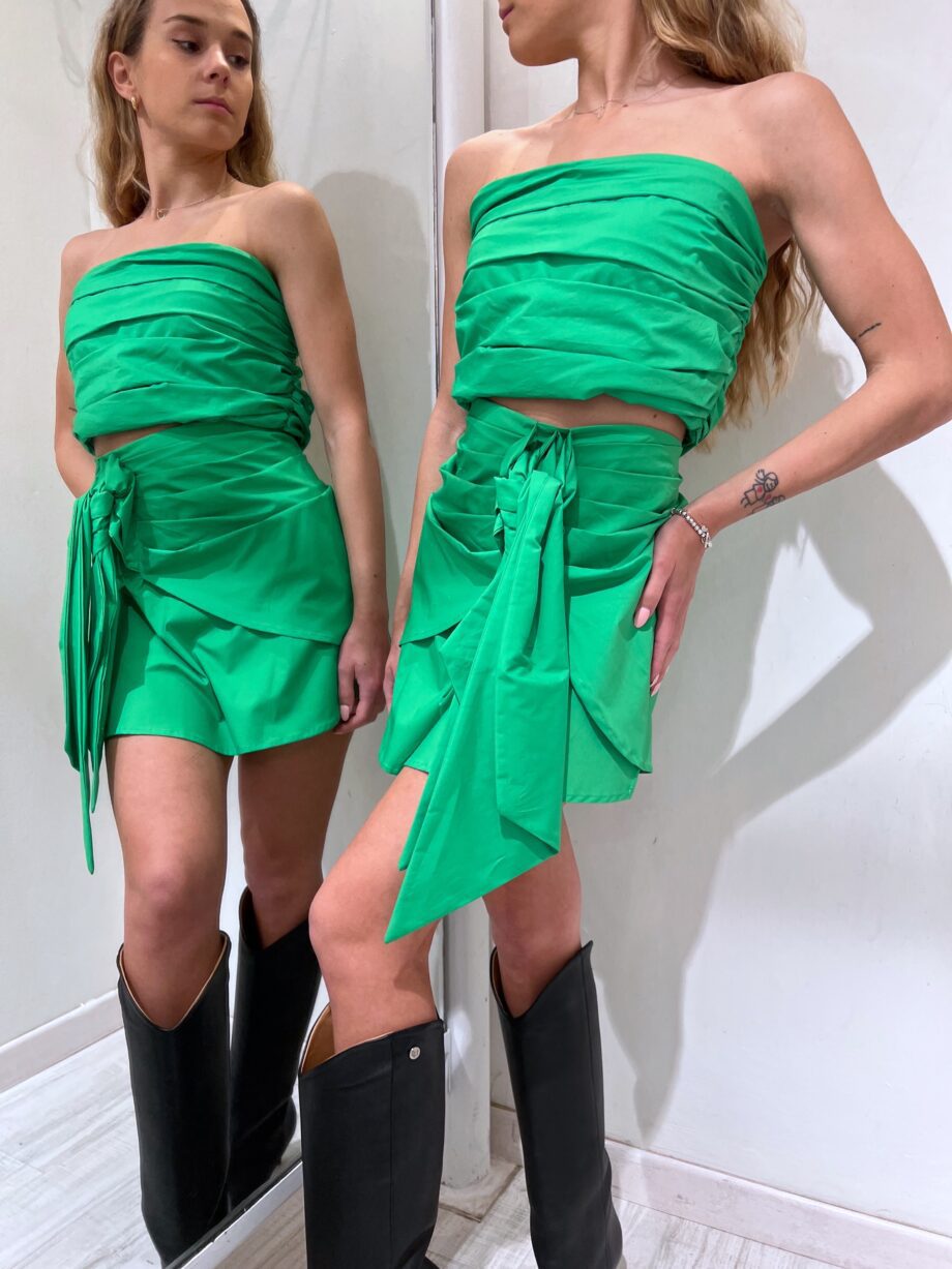 Shop Online Minigonna in cotone verde con nodo Have One