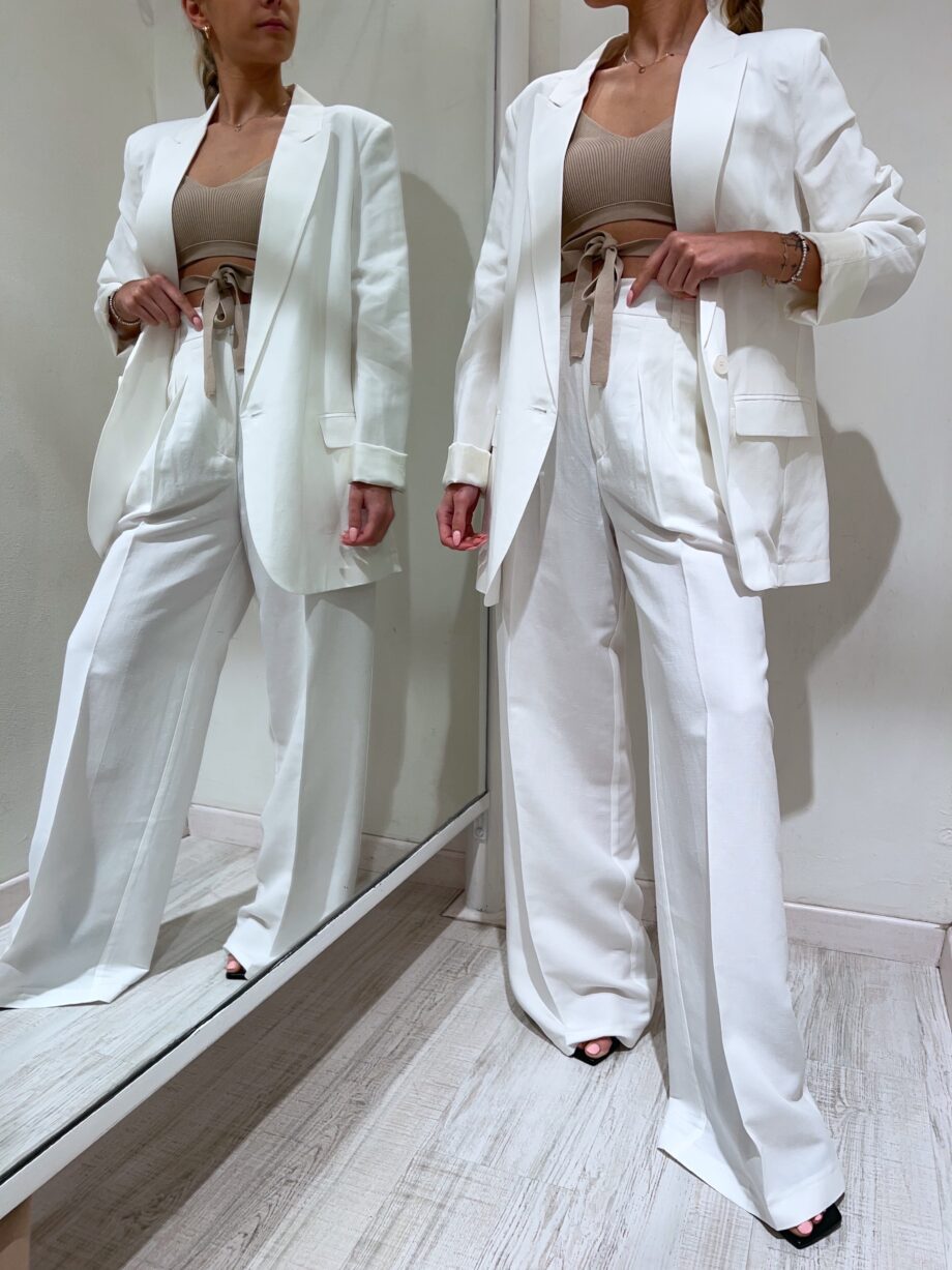 Shop Online Pantalone palazzo bianco in lino Vicolo