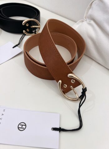 Shop Online Cintura marrone con fibbia dorata rotonda Have One