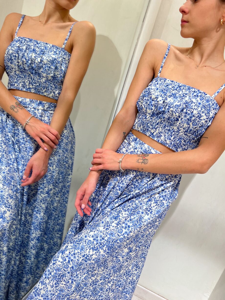 Shop Online Gonna lunga a fiori azzurra Vicolo