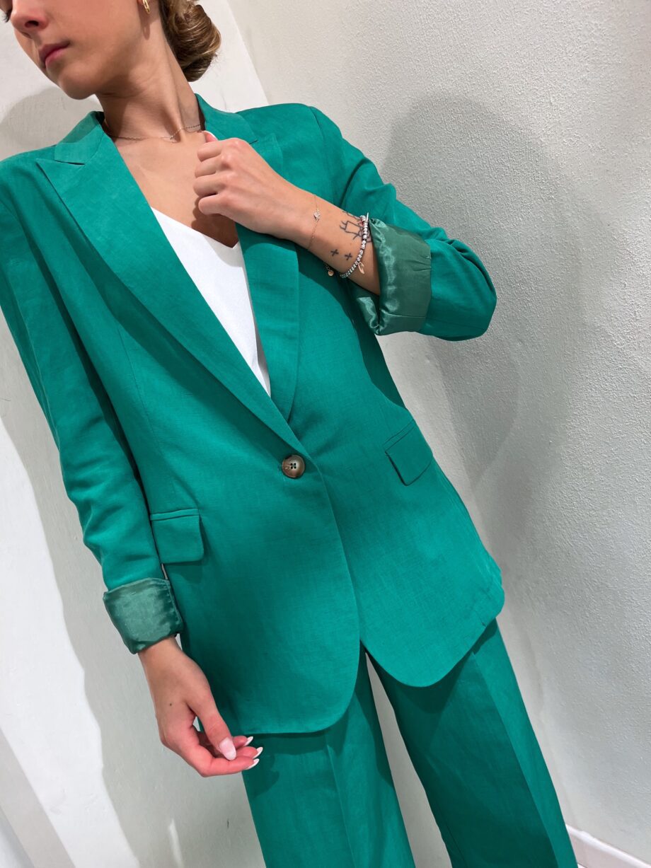 Shop Online Blazer verde in lino Vicolo