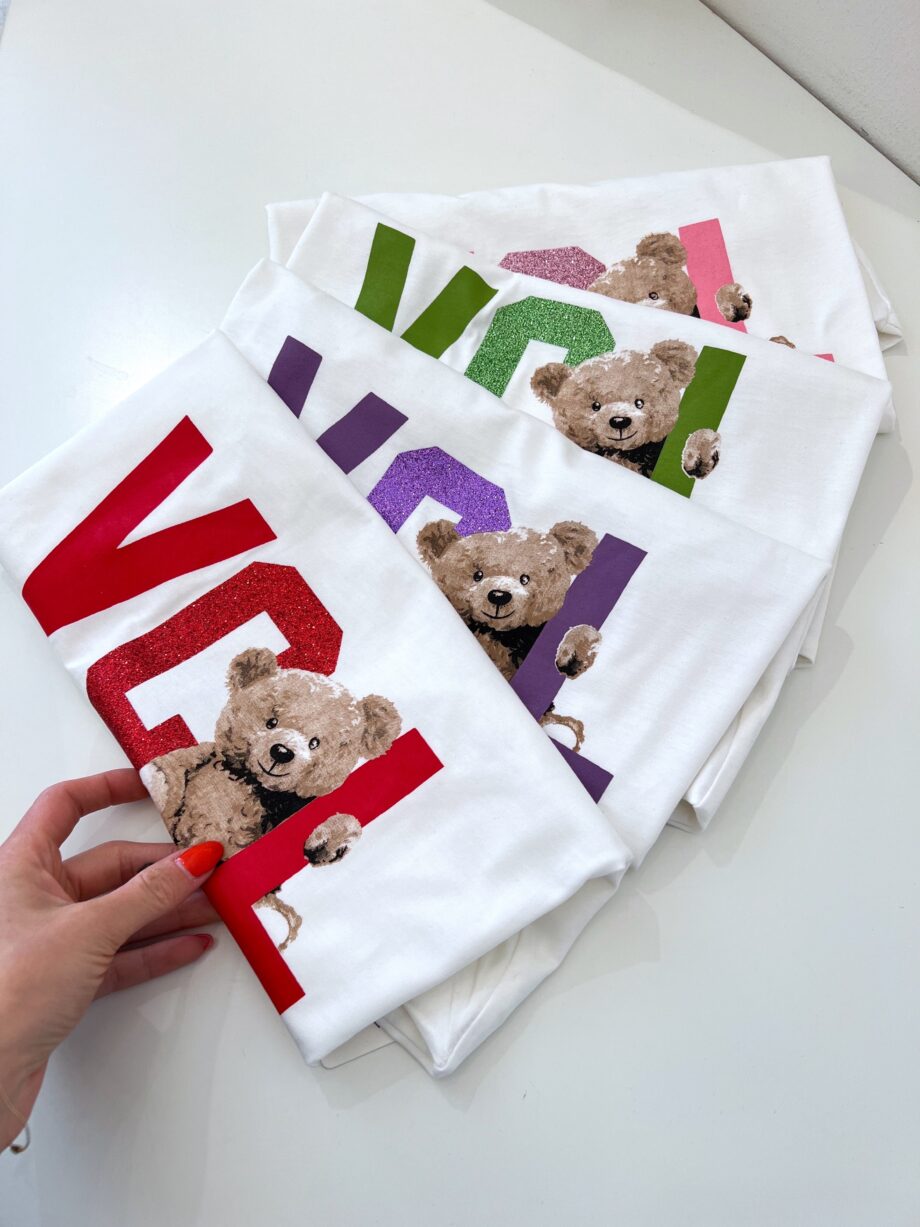 Shop Online T-shirt bianca con stampa VCL verde e orso Vicolo
