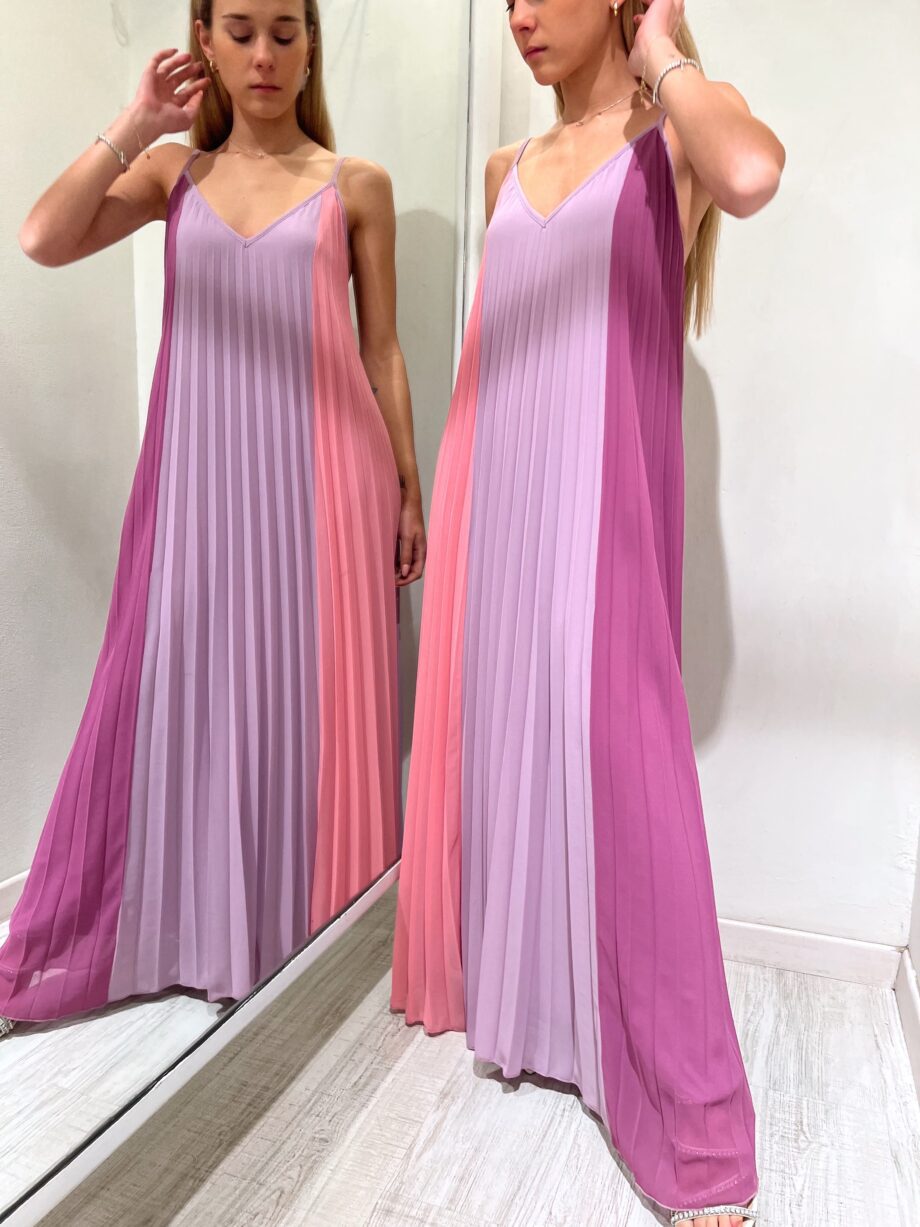 Shop Online Vestito lungo plissé viola e rosa Have One