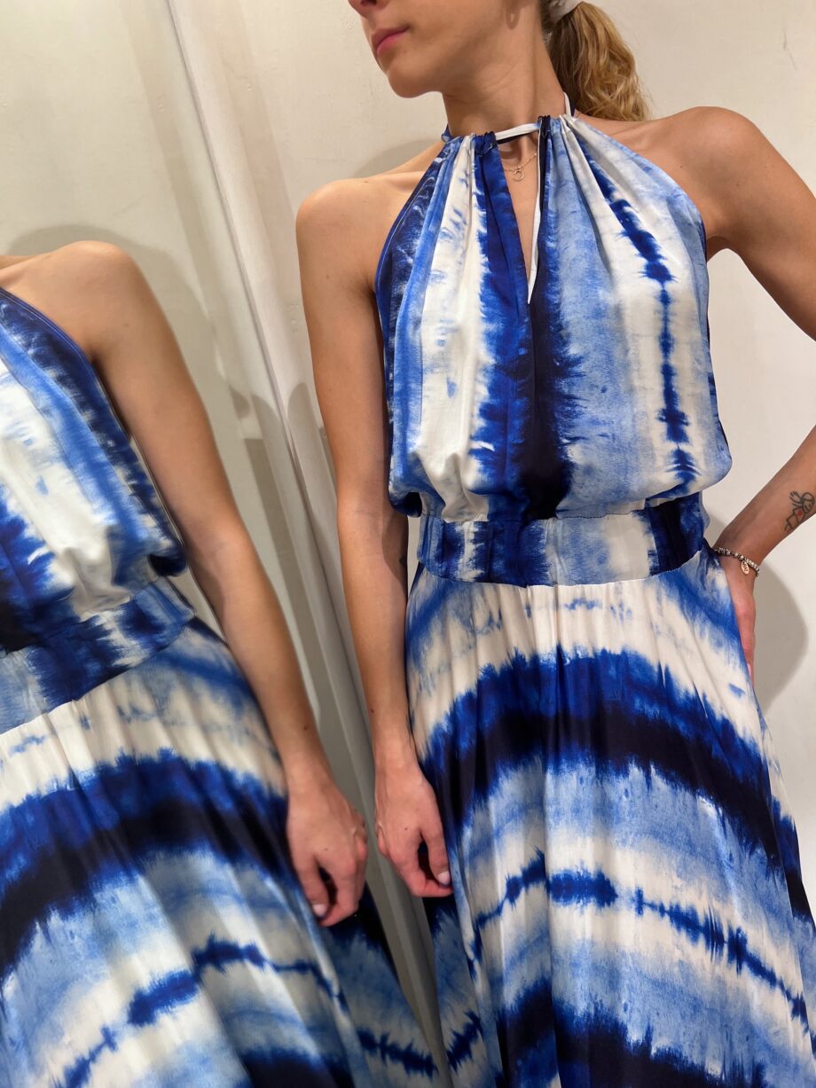 Shop Online Vestito lungo tie dye sfumato blu schiena scoperta Vicolo