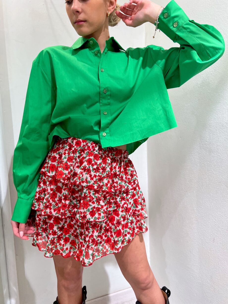 Shop Online Camicia crop over verde Vicolo