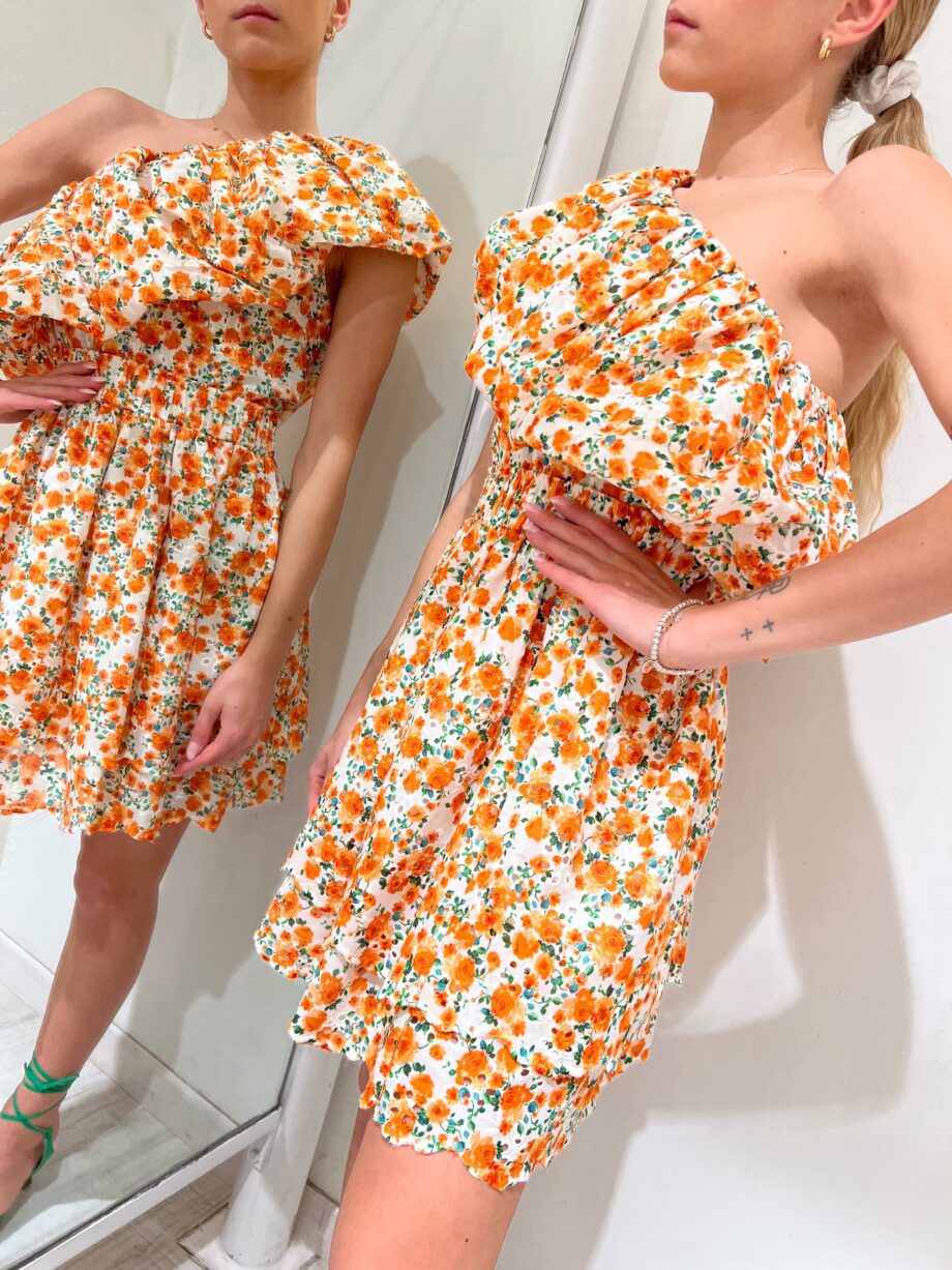 Shop Online Top monospalla con fiori arancio Vicolo