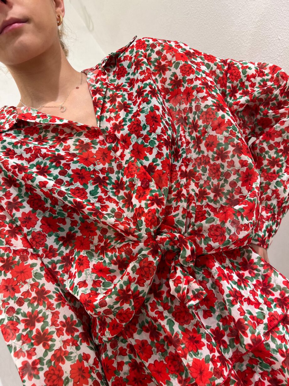 Shop Online Camicia semitrasparente floreale rossa Vicolo