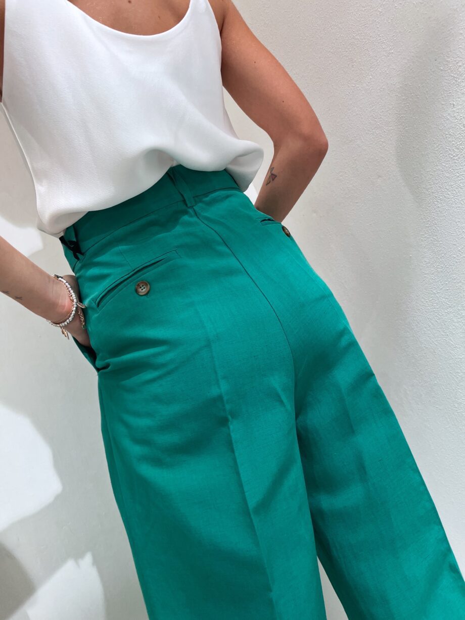 Shop Online Pantalone palazzo verde in lino Vicolo