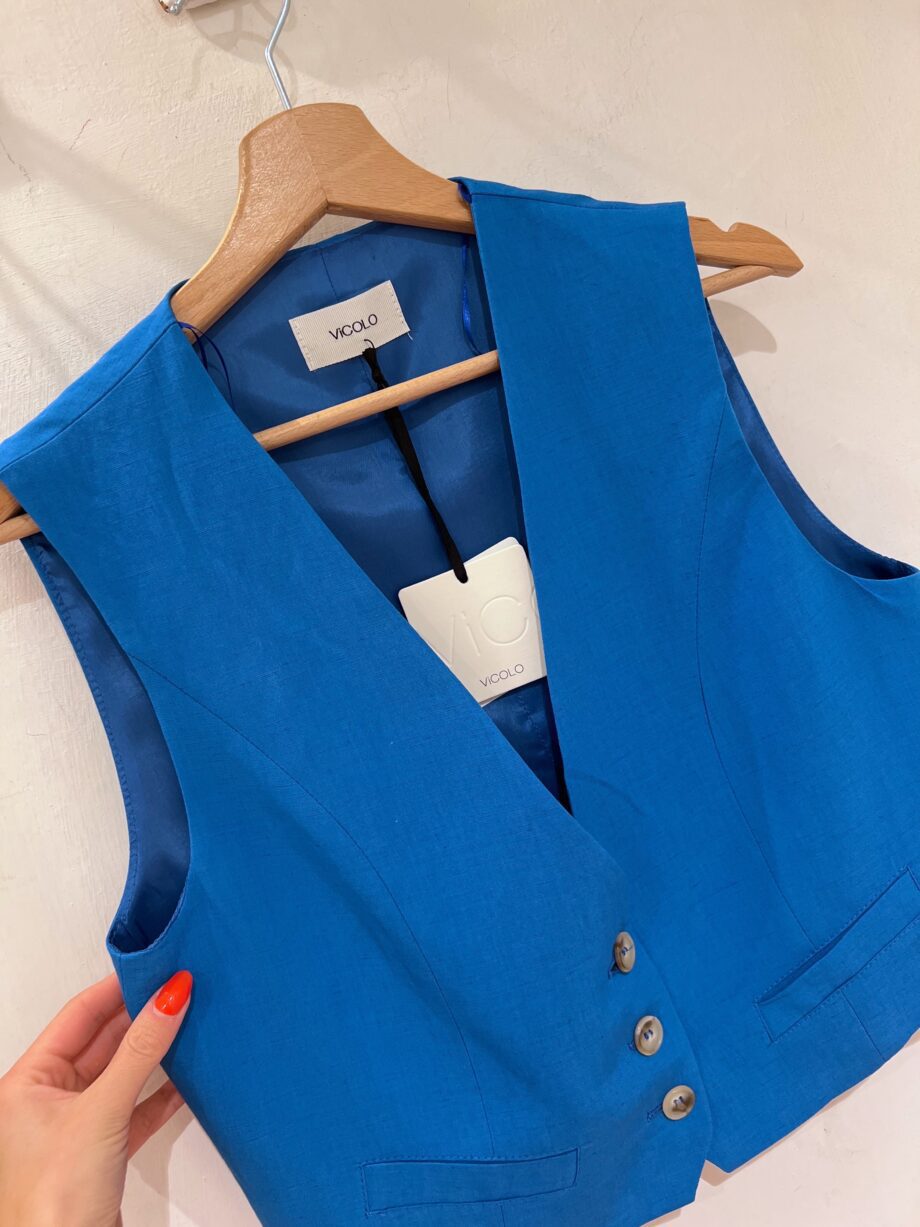 Shop Online Gilet bluette in lino Vicolo