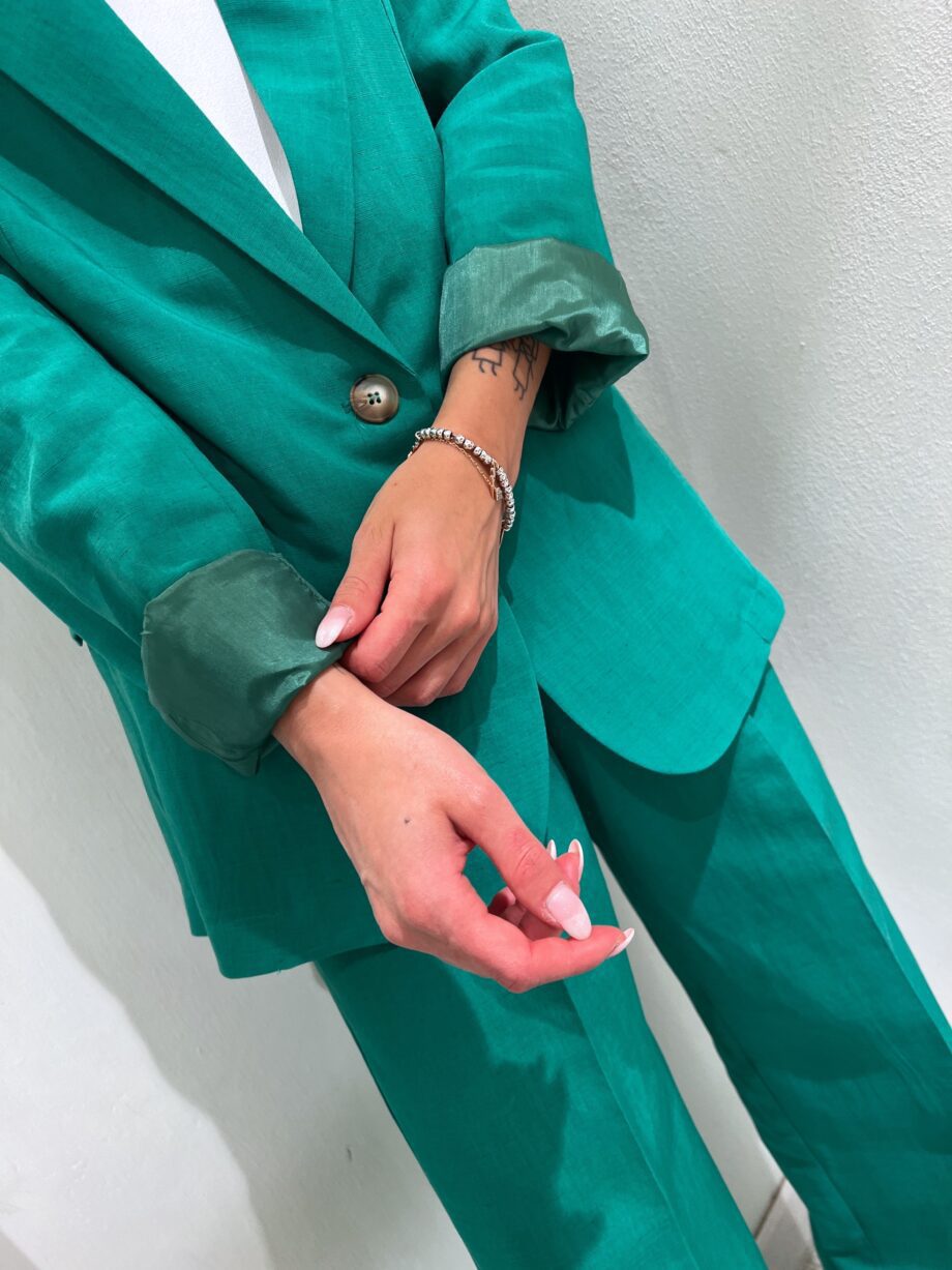 Shop Online Blazer verde in lino Vicolo