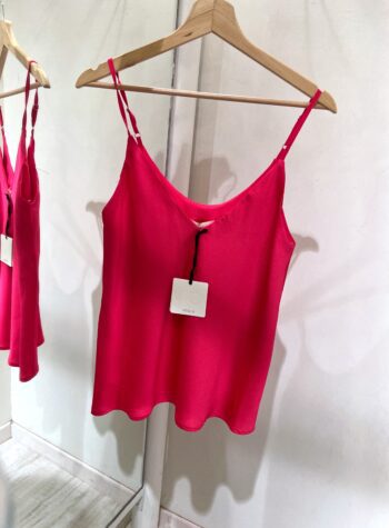 Shop Online Top in raso basic fucsia spalline sottili Vicolo