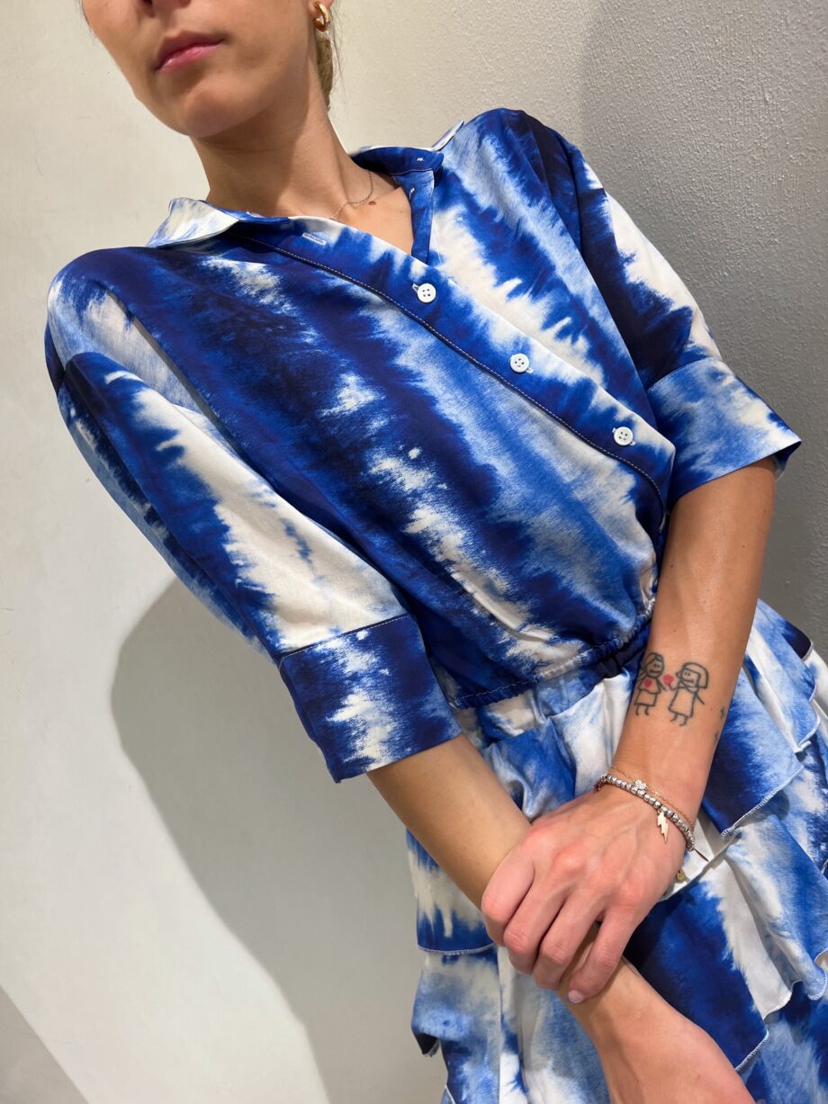 Shop Online Camicetta corta tie dye sfumata blu Vicolo