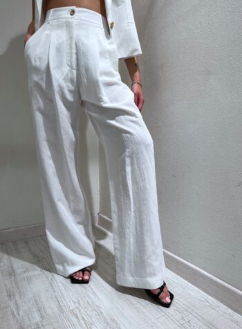 Shop Online Pantalone palazzo in lino bianco Have One