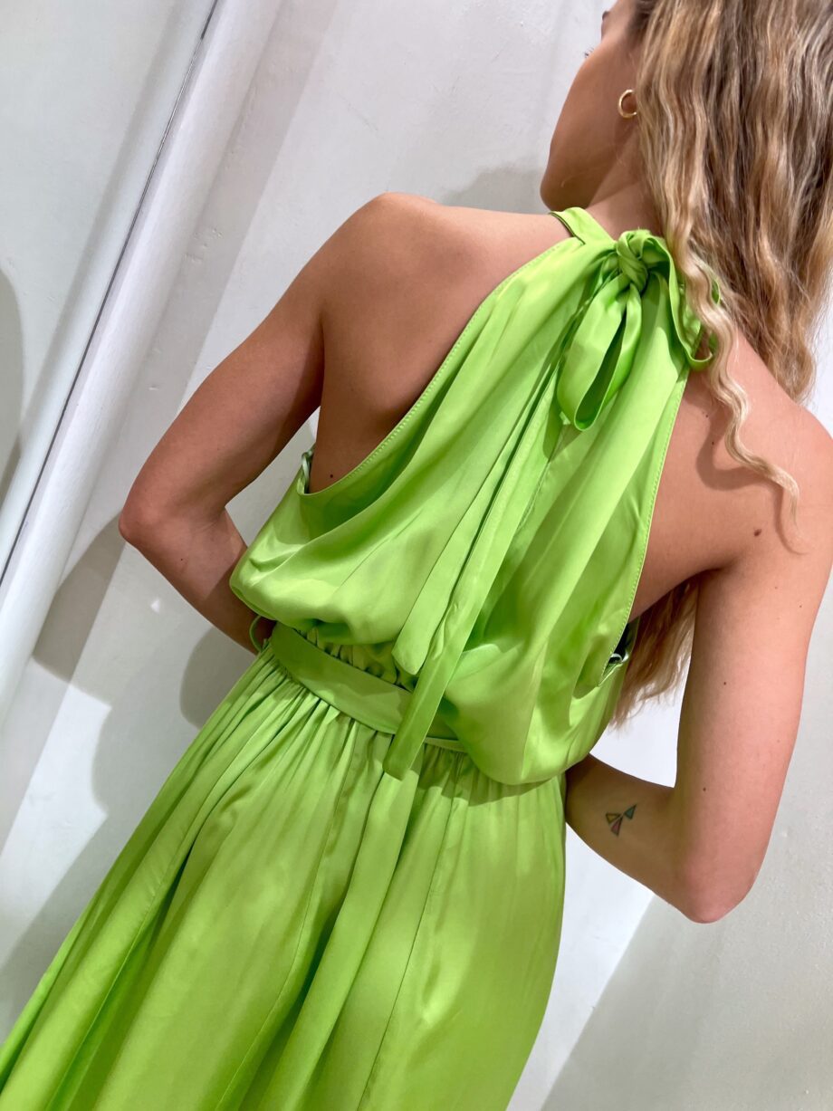 Shop Online Vestito lungo in raso lime con spacchi Vicolo