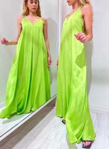 Shop Online Vestito lungo lime in raso incrocio schiena Vicolo