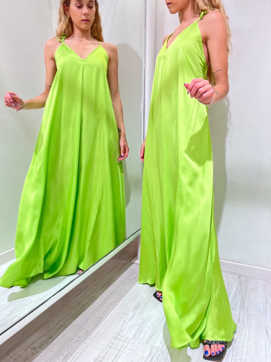 Shop Online Vestito lungo lime in raso incrocio schiena Vicolo