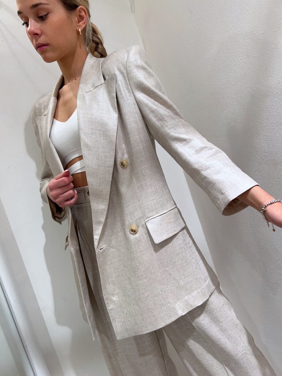 Shop Online Blazer beige laminato in lino Vicolo