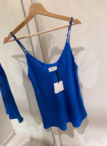 Shop Online Top in raso basic blu spalline sottili Vicolo