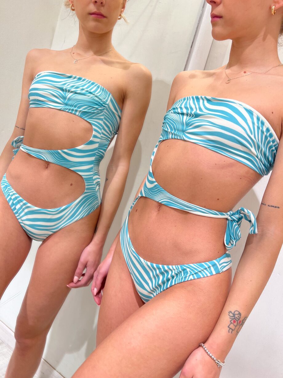 Shop Online Bikini intero Vivienne zebrato azzurro Matinée