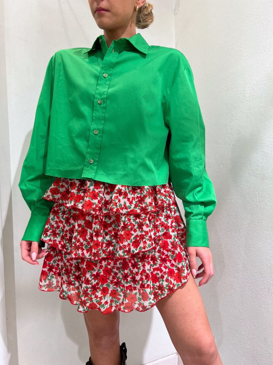 Shop Online Camicia crop over verde Vicolo