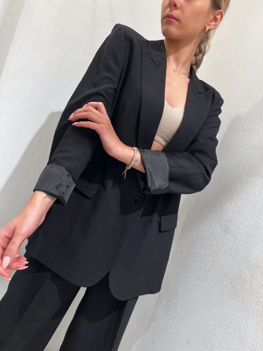 Shop Online Blazer nero in lino Vicolo