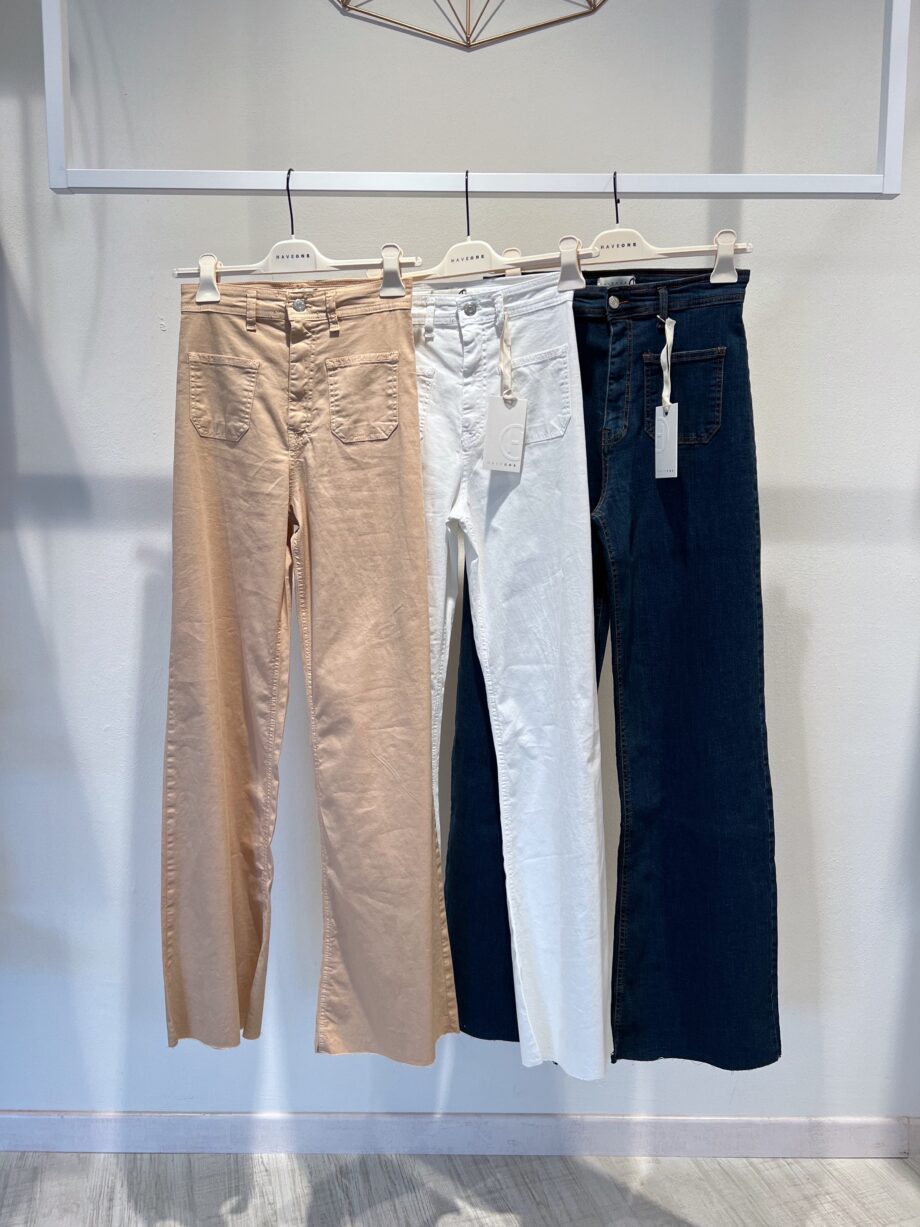 Shop Online Jeans palazzo beige con tasche Have One