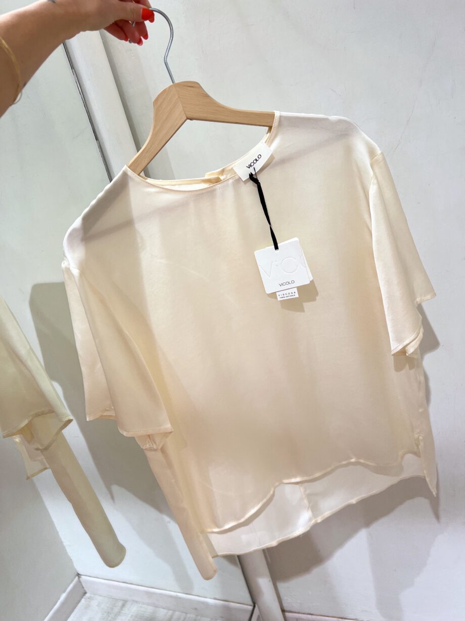 Shop Online Blusa in raso mezza manica panna Vicolo