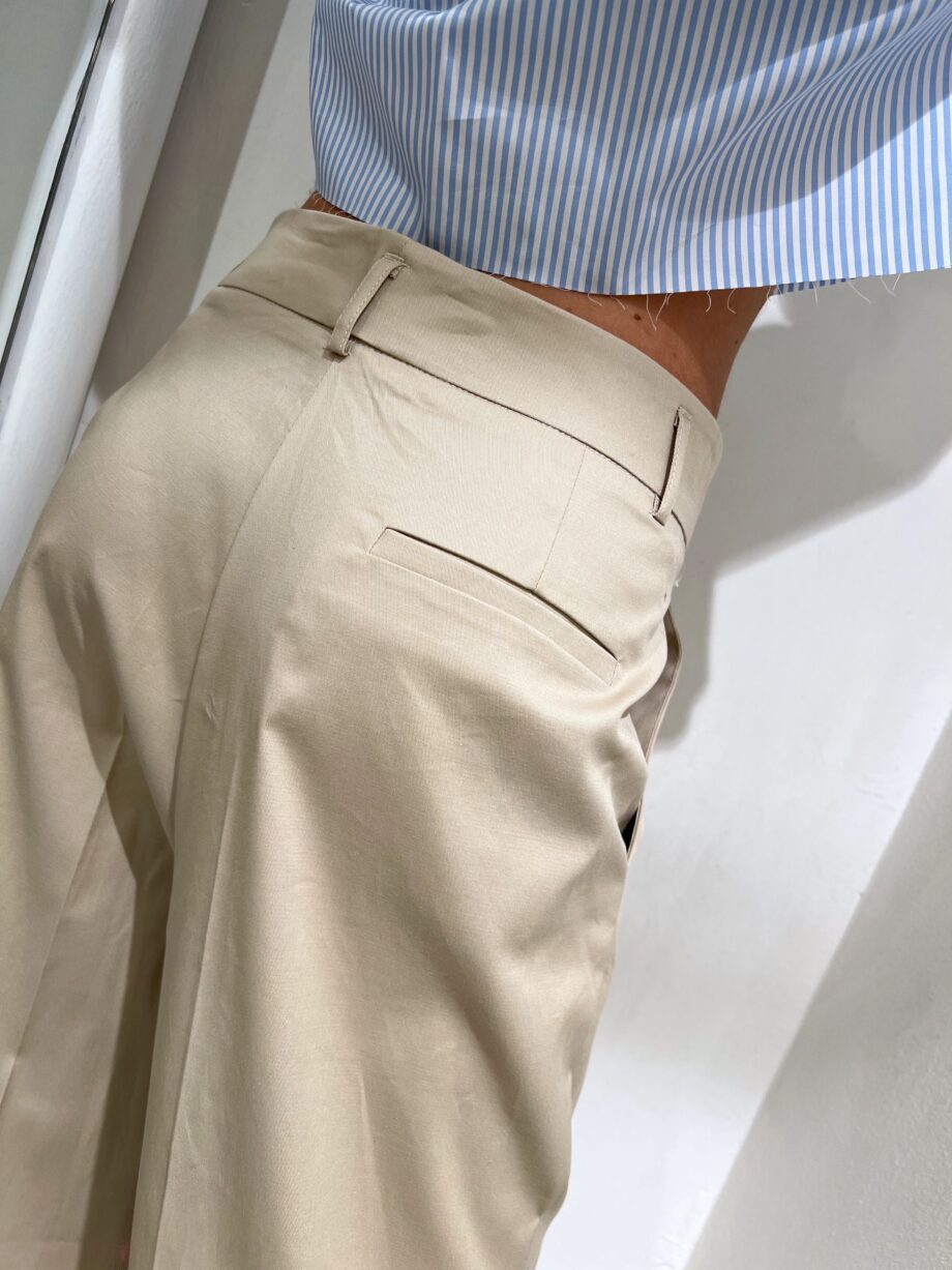 Shop Online Pantalone palazzo corto beige in cotone Vicolo