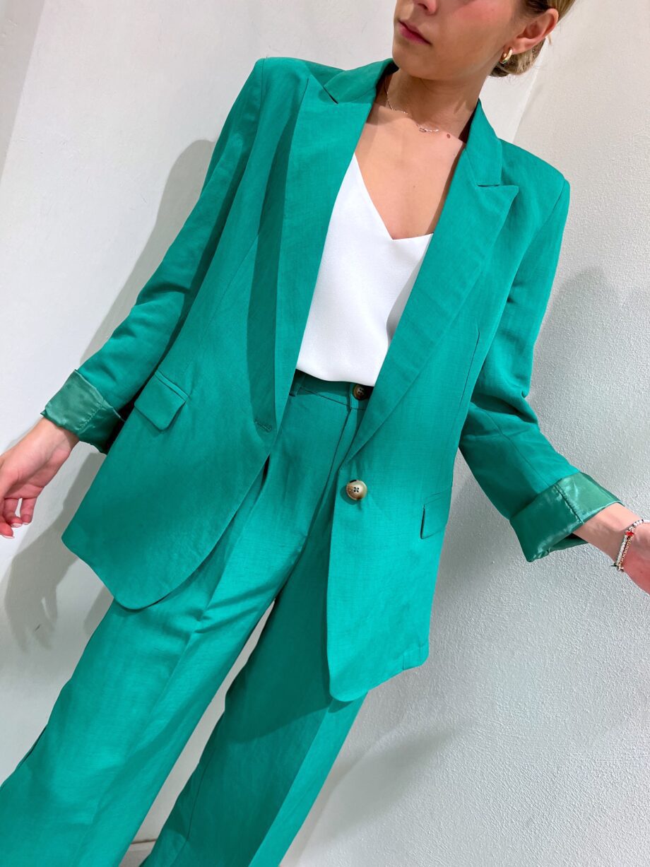 Shop Online Blazer verde in lino Vicolo