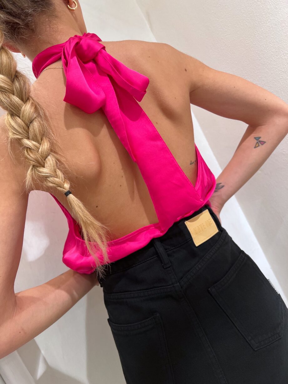 Shop Online Top in raso fucsia schiena scoperta Have One