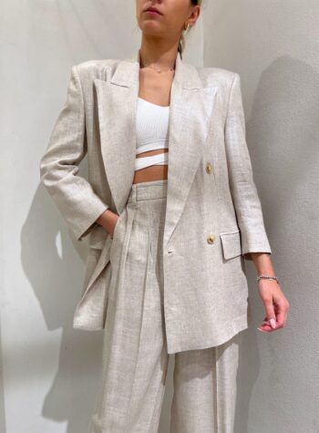 Shop Online Blazer beige laminato in lino Vicolo