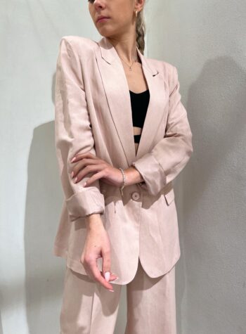 Shop Online Blazer rosa cipria in lino Vicolo