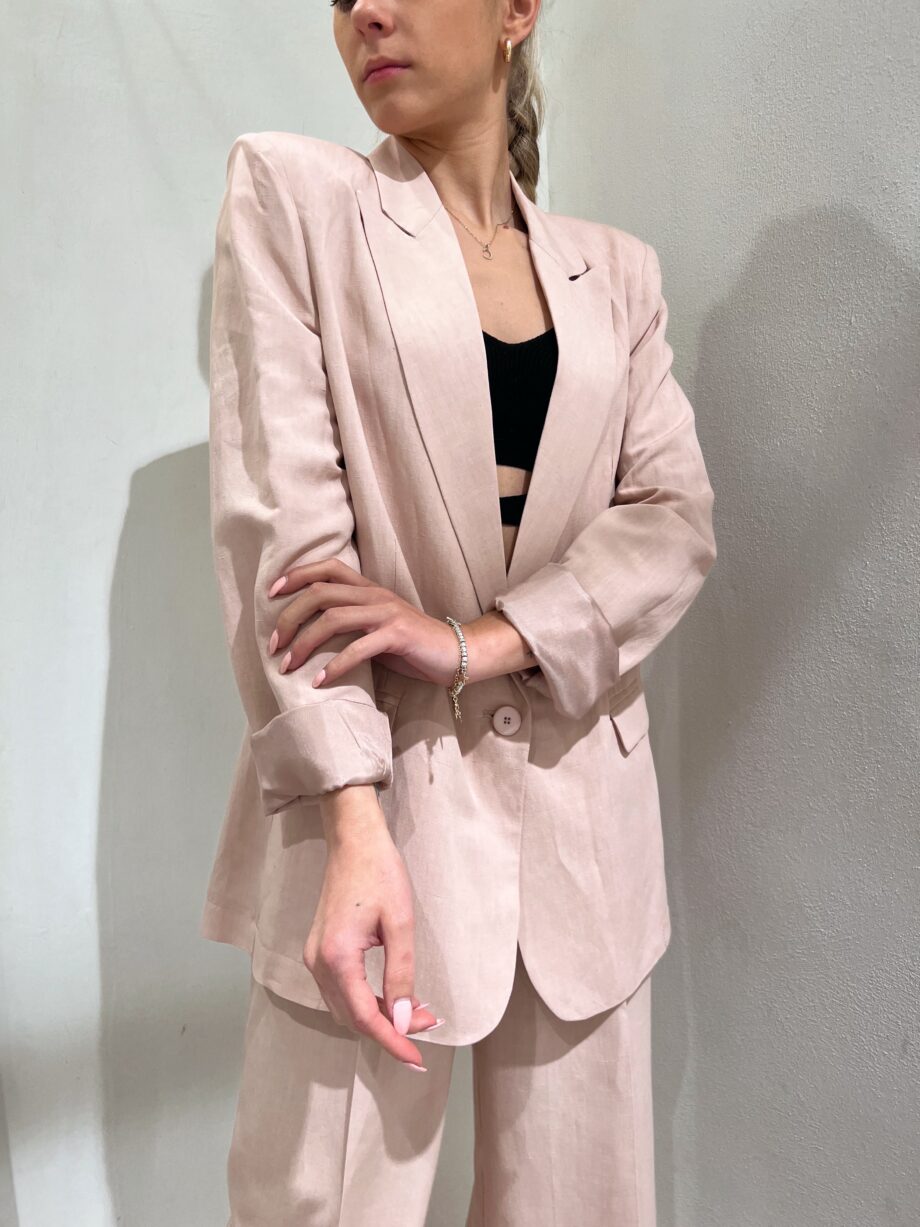 Shop Online Blazer rosa cipria in lino Vicolo