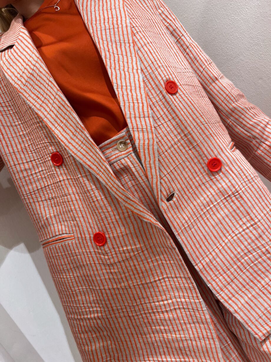 Shop Online Blazer doppiopetto a righe arancio in lino Vicolo