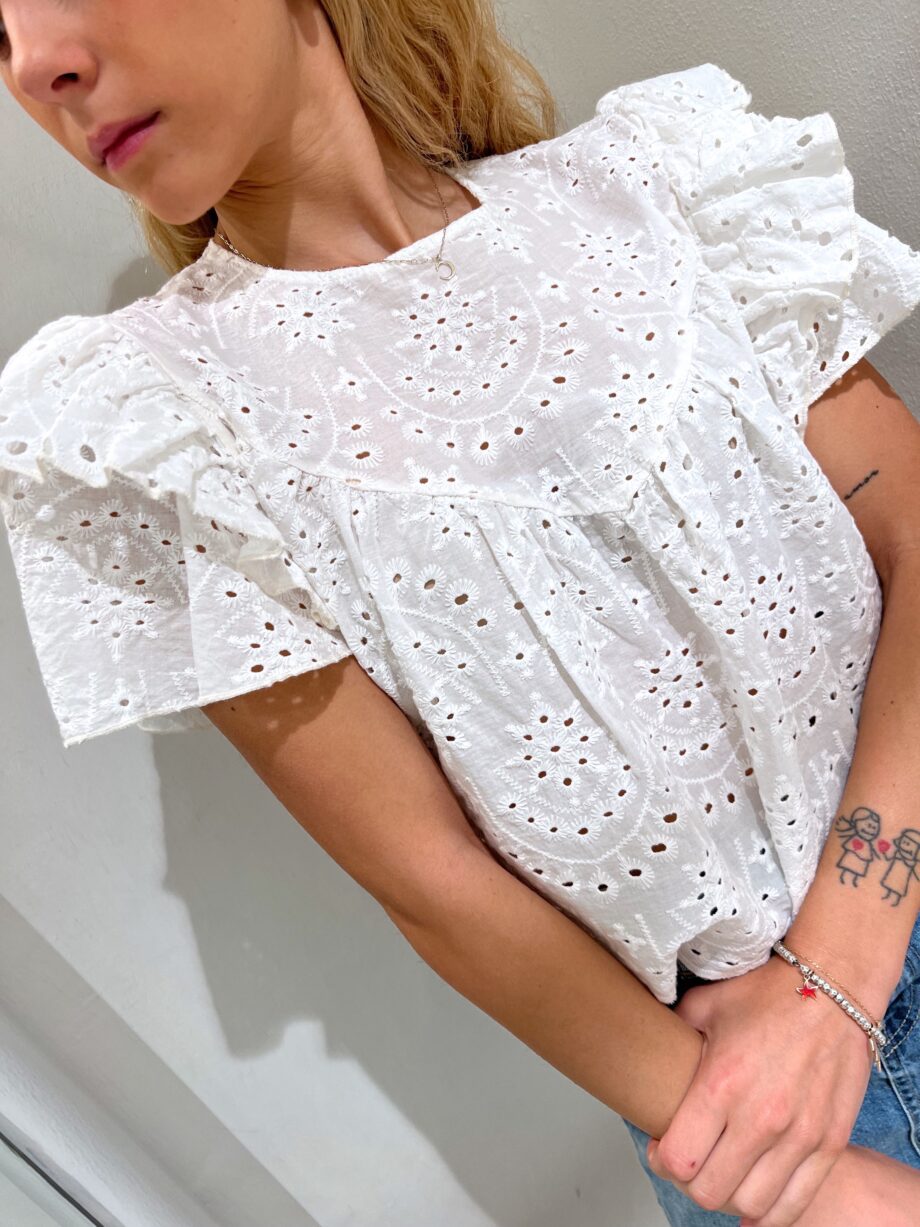 Shop Online T-shirt bianca in pizzo san gallo Have One