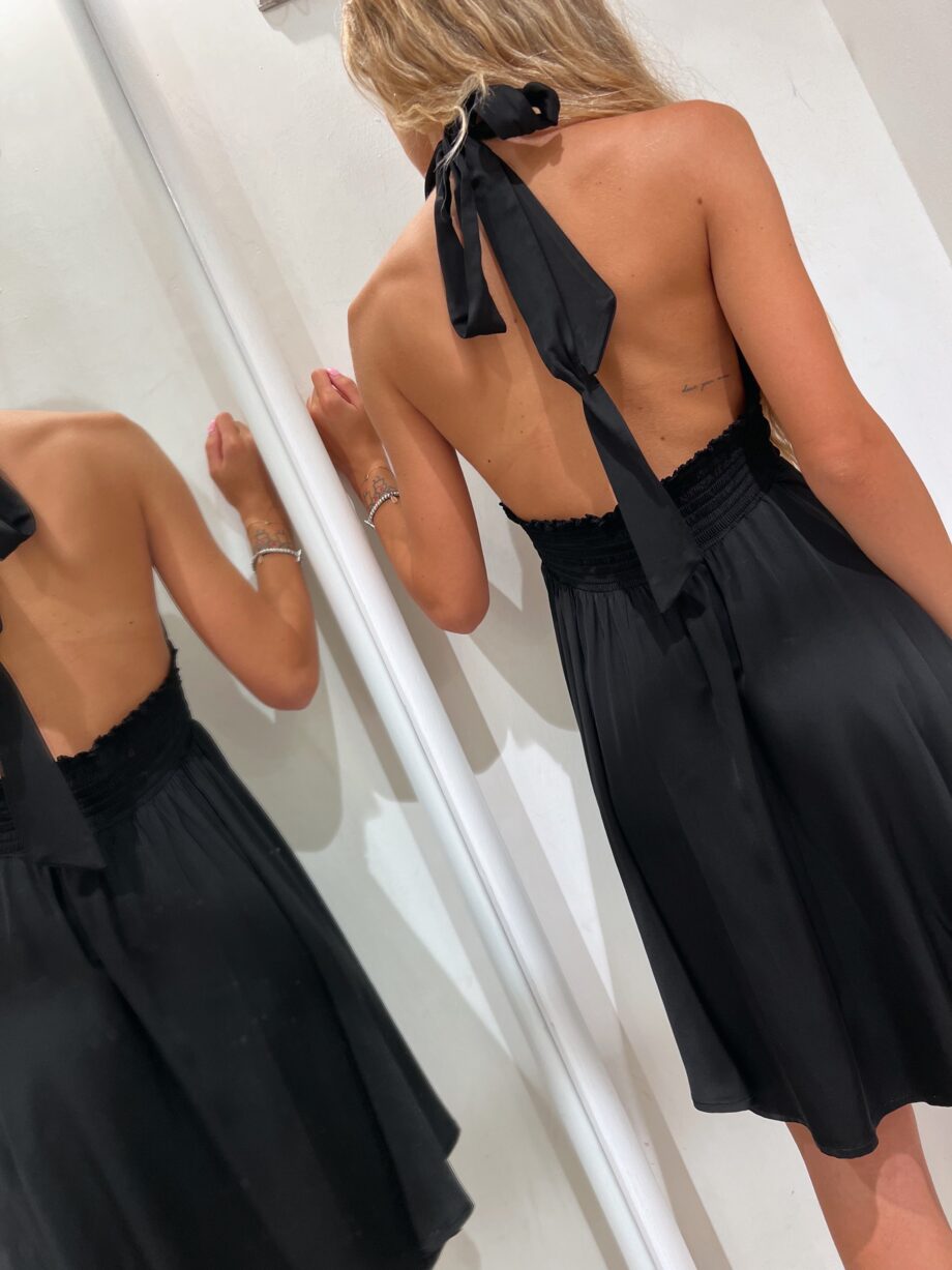 Shop Online Vestito corto nero in raso schiena scoperta Vicolo