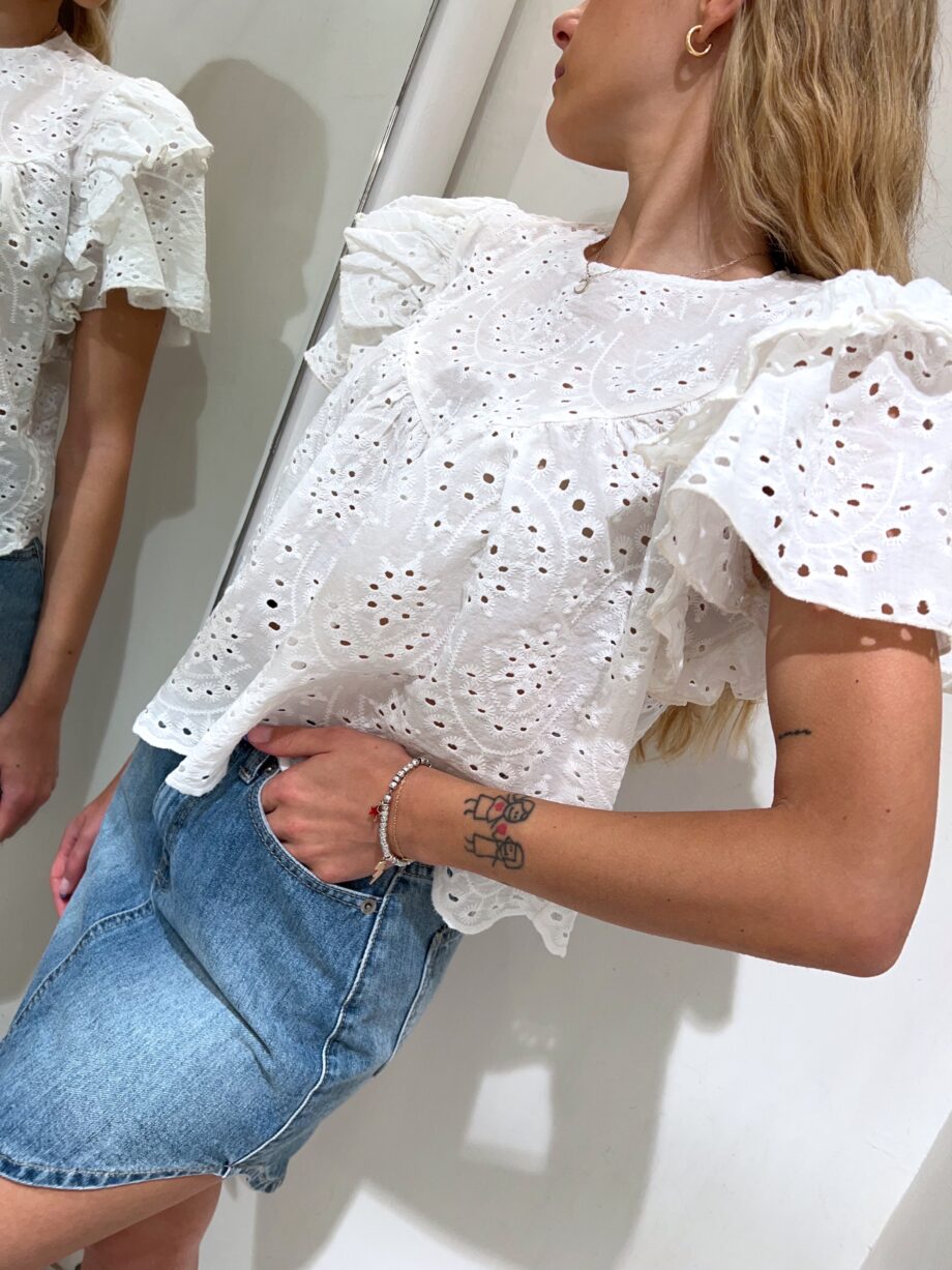 Shop Online T-shirt bianca in pizzo san gallo Have One